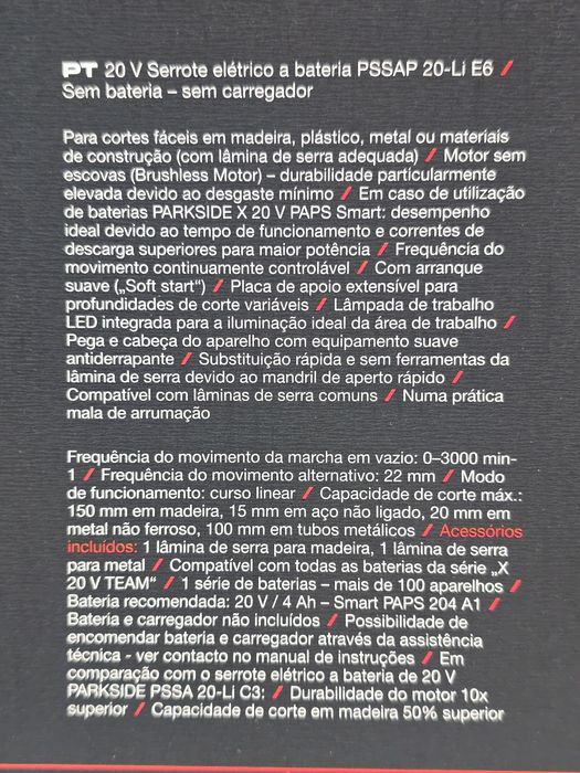 Serra sabre 20v performance