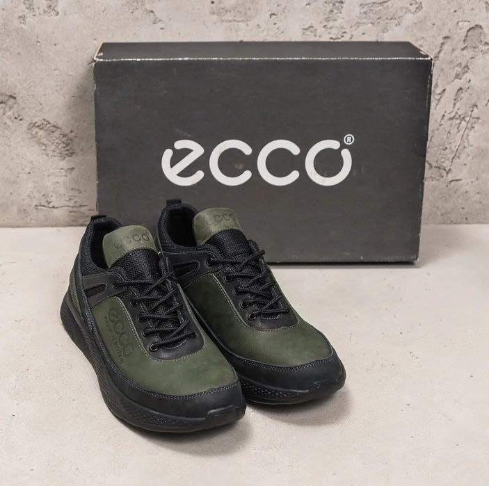 Повседневные кроссовки из натуральной кожи ecco кожаные хаки