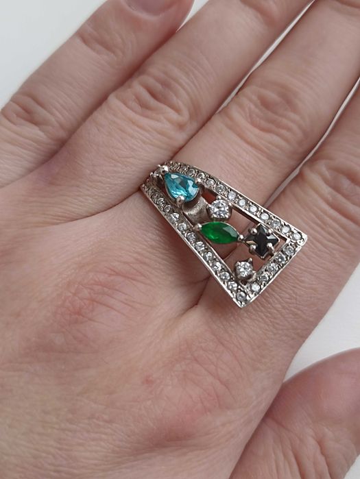 Серебряные сережки, гвоздики, пусеты "Перо", кольцо, серебро 925 пробы