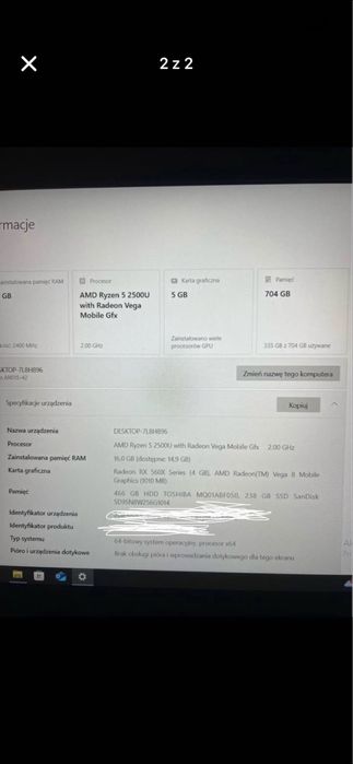 Acer nitro 5 ryzen 5 2500U Radeon RX 560X 16GB ram