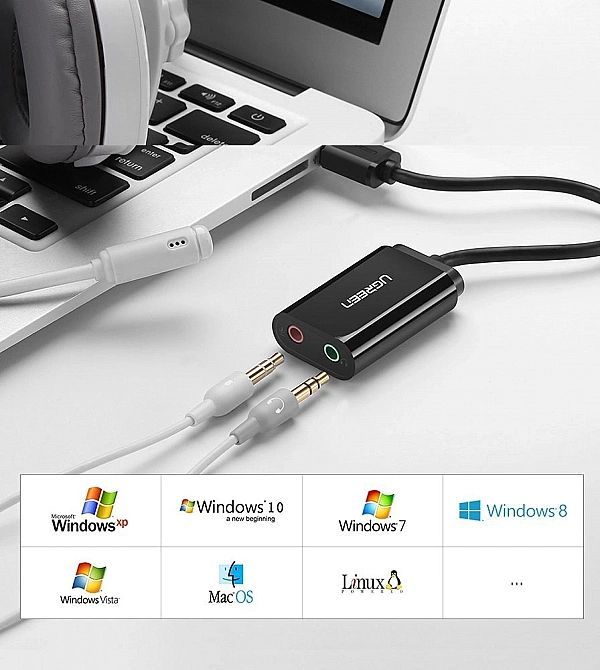 Ugreen zewnętrzna karta dźwiękowa muzyczna adapter Usb - 3,5 mm mini j