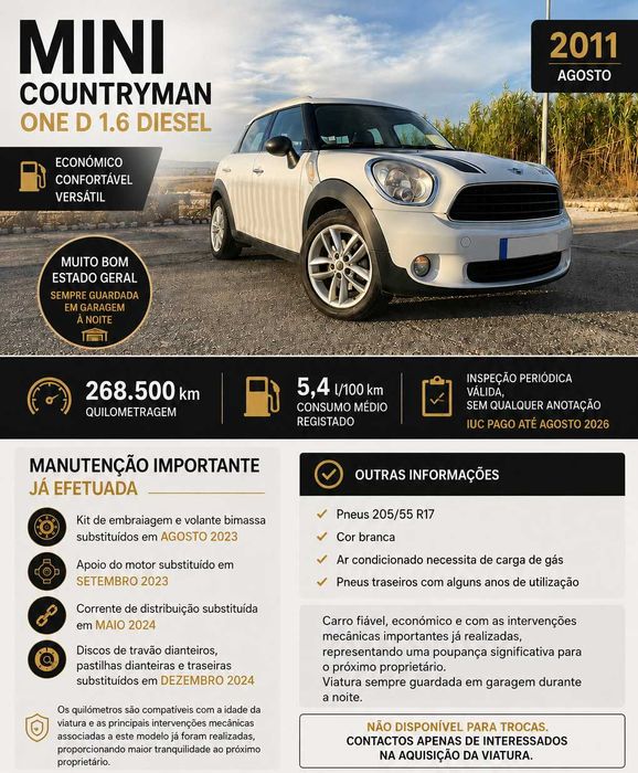 MINI Countryman One D 1.6 Diesel – Manutenção importante já efetuada