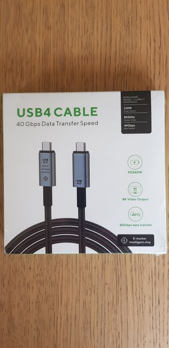 USB4.0 Kabel C na C 40GB/s 8K 240Wat 1metr w oplocie.
