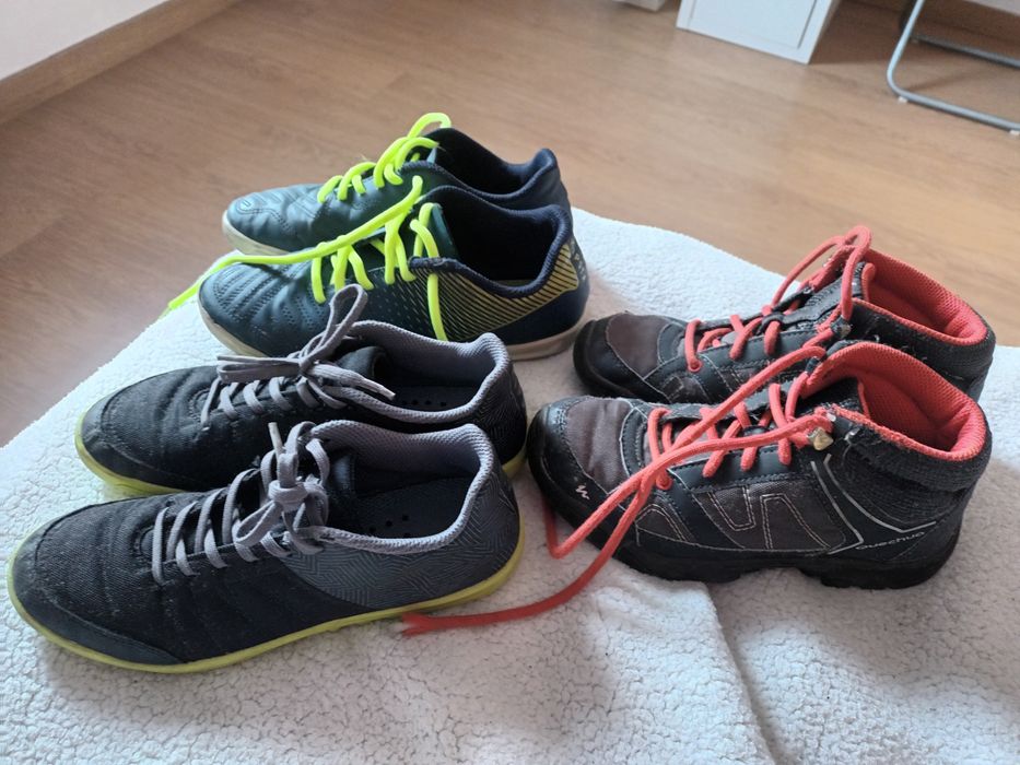 Lote 3 pares tenis e botas Kipsta e Quechua 33