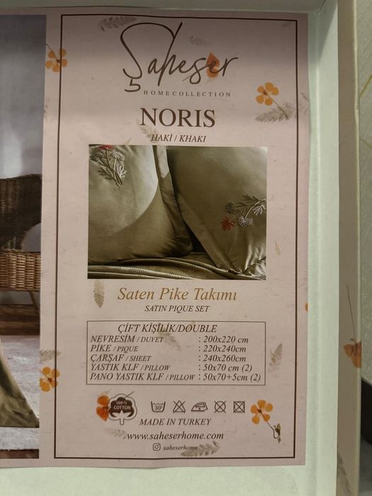 Ekskluzywny komplet narzuty pościeli  NORIS Khaki – 6 el.