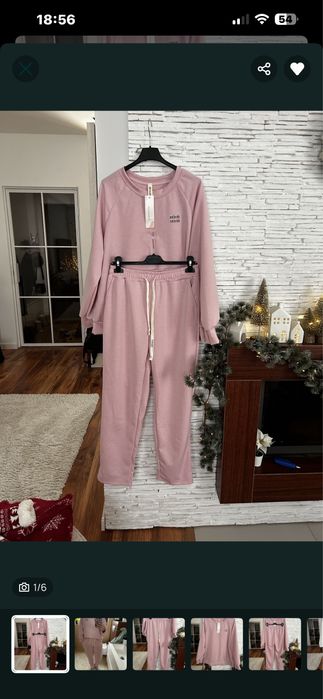 Wiskozowy komplet dresowy damski sportowy dwuczęściowy wiskoza z naszywką dres damski różowy S M L XL