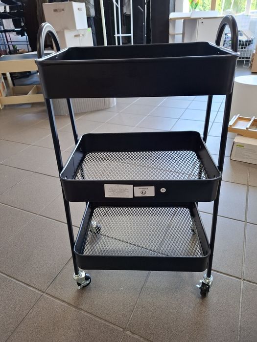 Trzypoziomowy metalowy wózek organizer na kółkach