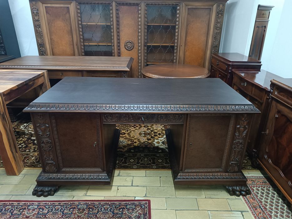 Biurko na lwich łapach antyk dwustronne