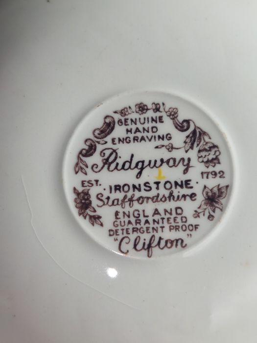 Serviço Vintage café Inglês, pintado à mao, Ridgway Ironstone Clinfto