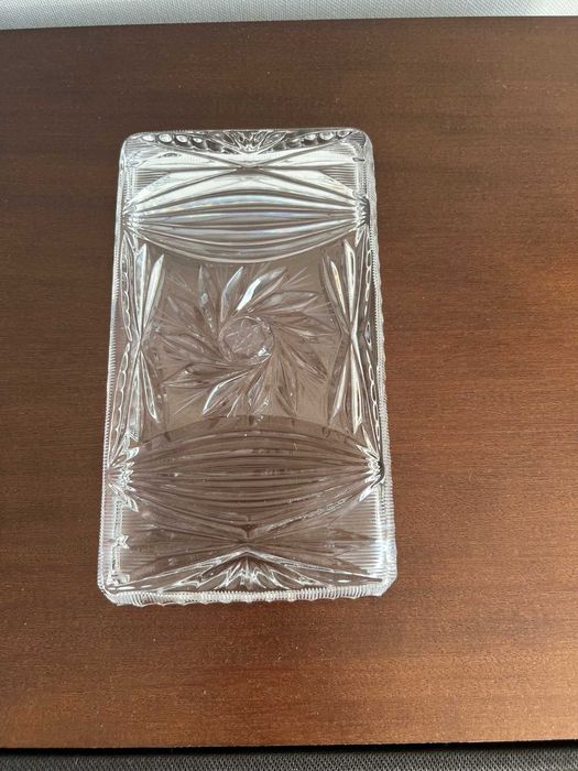 Patera kryształowa prostokątna