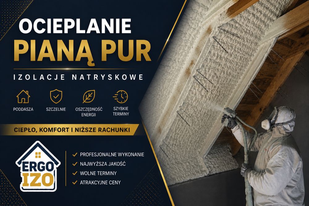 Ocieplanie pianą PUR, pianka PUR, ocieplanie poddasza, izolacje natryskowe, pianowanie dachów i hal