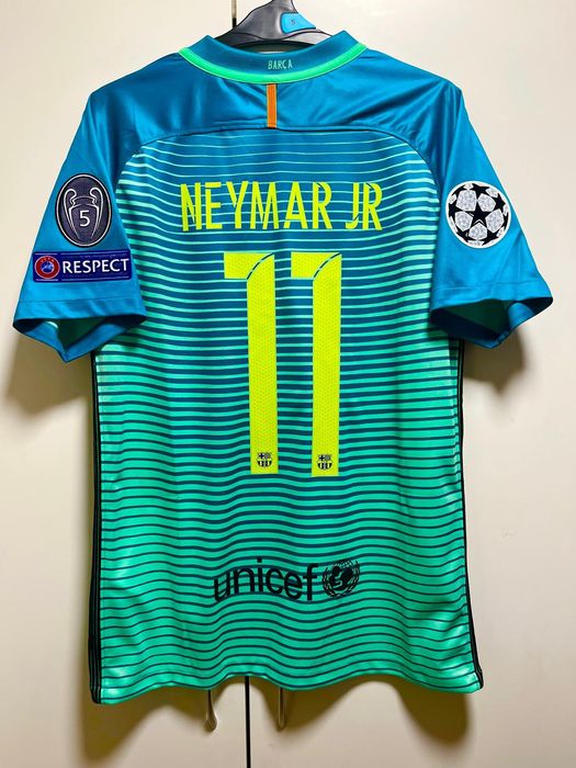 Koszulka Barcelona Neymar #11 Champions League 2016/2017 Seledynowa