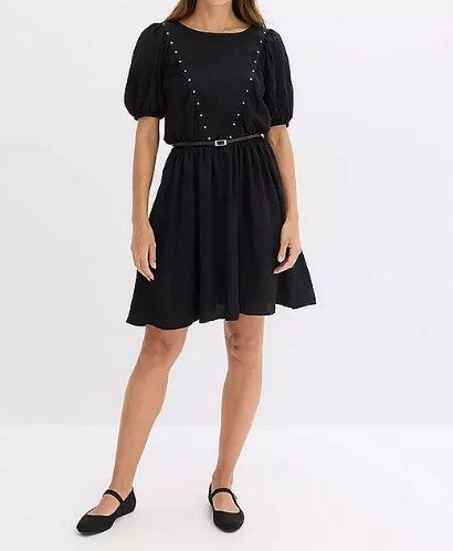 B.P.C sukienka czarna z dżetami i paskiem r.44