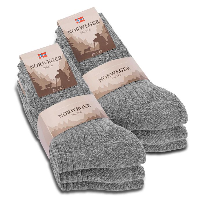 3x Ciepłe skarpety wełniane Norweger, rozmiar 43/46 jasno szare.