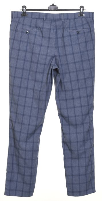 SAVILE ROW eleganckie niebieskie spodnie męskie w kratkę slim 54 38/34