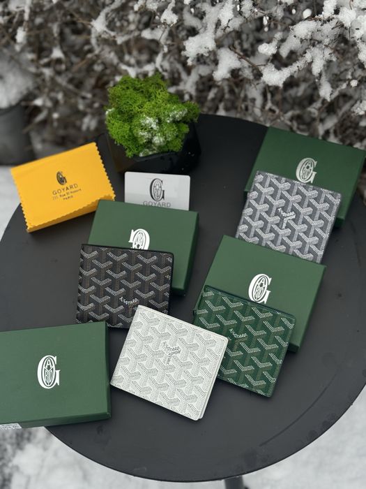 Кошелек Goyard мужской кожаный черный Гоярд гаманець чоловічий білий