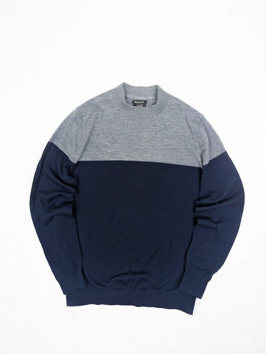 Massimo Dutti granatowy klasyczny sweter 100% wełna L