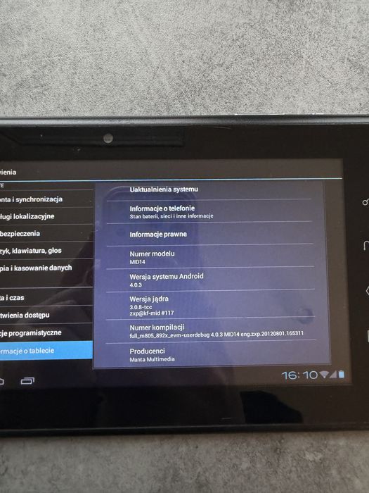 Tablet Manta MID14, ekran 7 cali, android 4.0, 1 GB ram, 4 GB pamięci