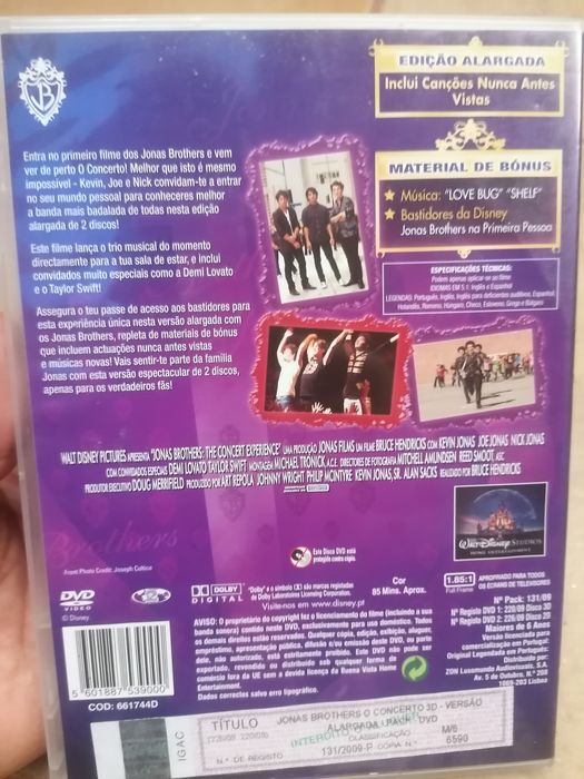 DVD Concerto Jonas Brothers 2D e 3D + Colar