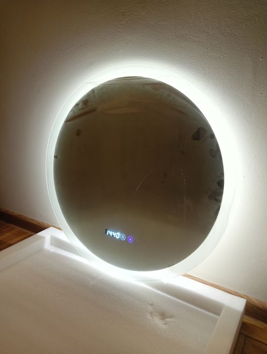 Lustro okrągłe podświetlane 50 cm ściemne NOWE