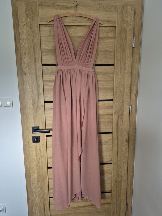 Sukienka Lou Luna pudrowy róż elegancka maxi