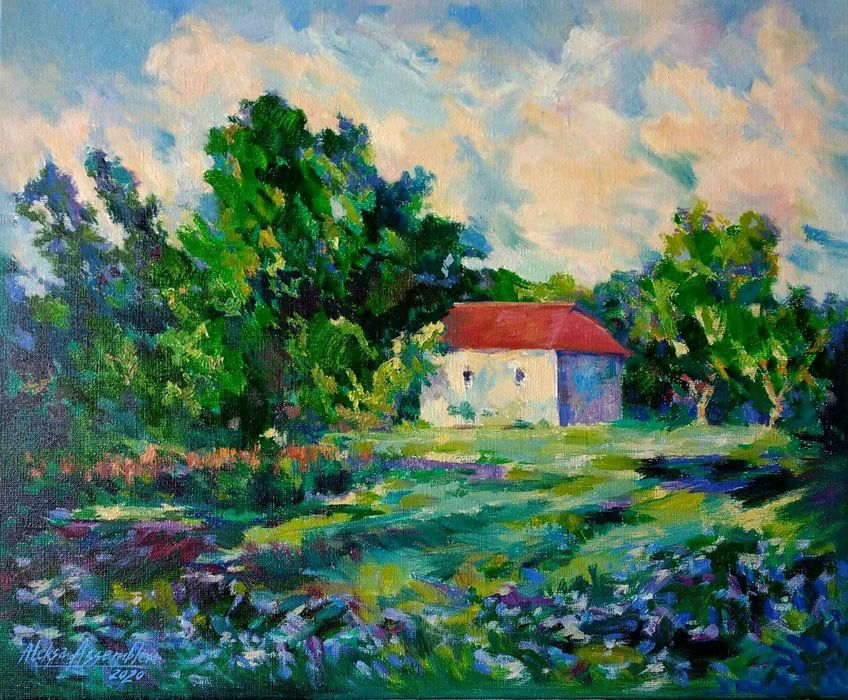 "Поліський хутір",картина олією.Імпресіонізм.