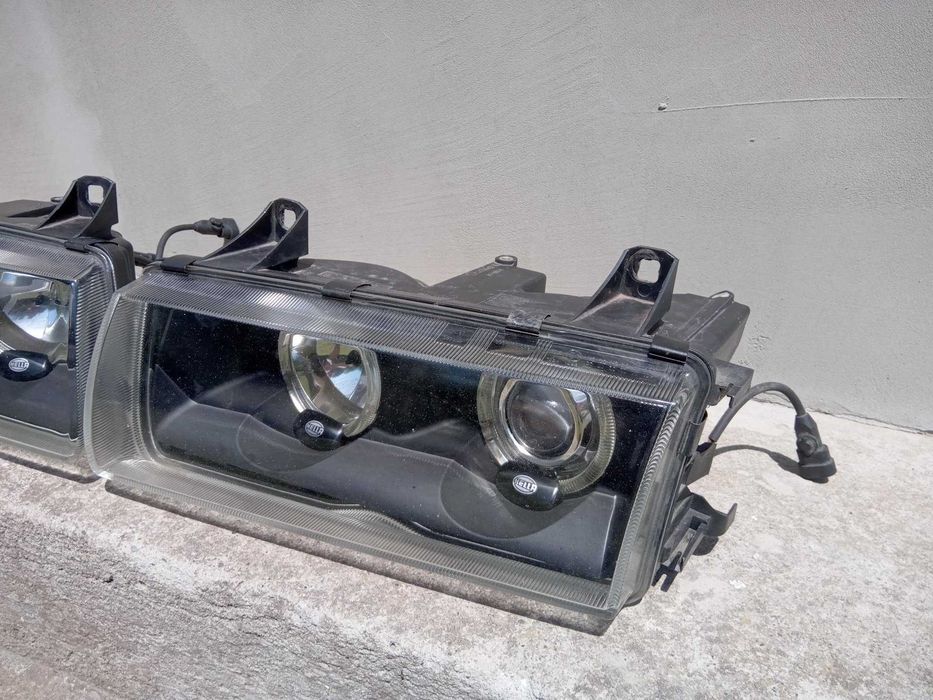 Lampy reflektory soczewki + ringi Hella Celis Black BMW E36 RARYTAS