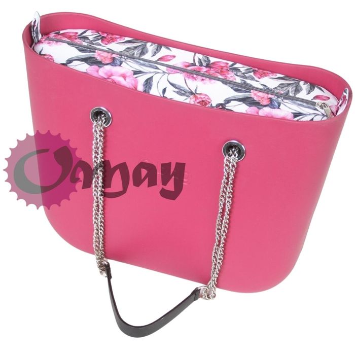 organizer OBAG MINI piwonie róż grafit 2 kieszenie wkład OMAY