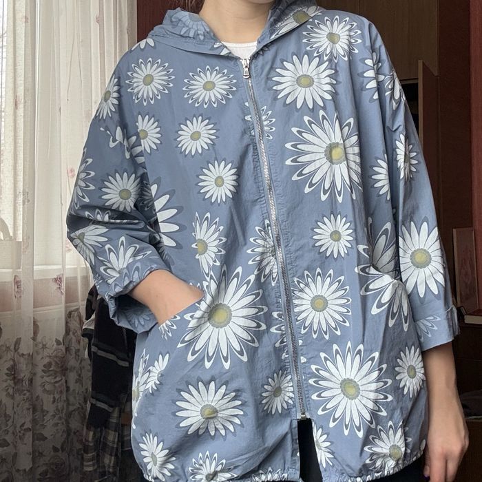 Вітровка котонова весняна, літня, квітковий принт