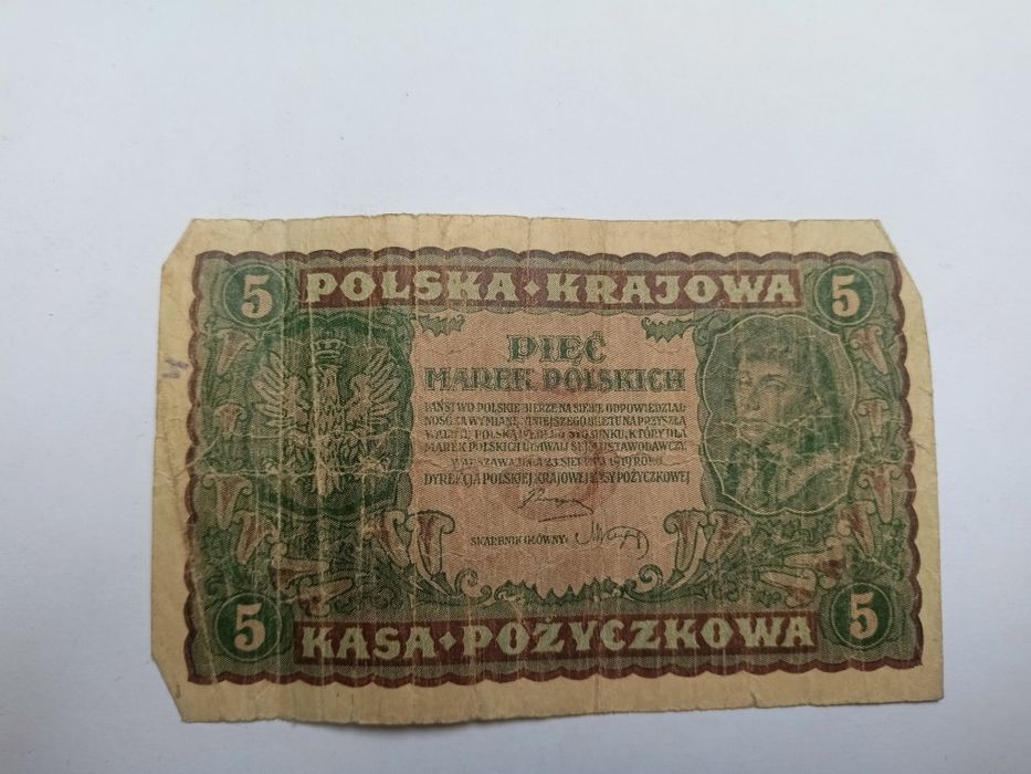 Banknot 5 marek polskich 1919