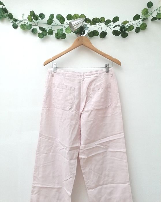 Calças Rosa de Tecido Fresco