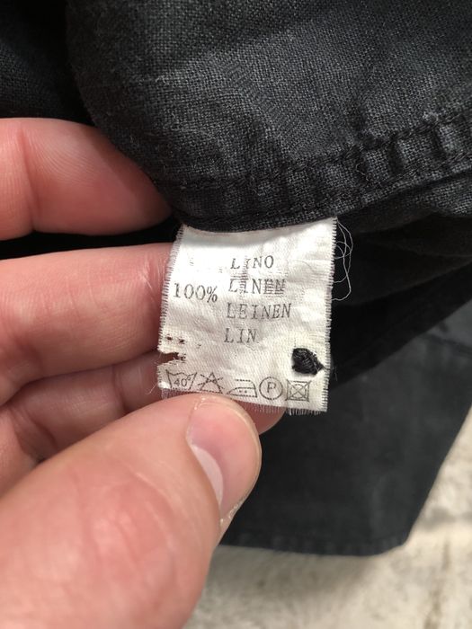 ZARA (L) SPG 100% Лён Man Shirt Linen мужская черная рубашка лляная