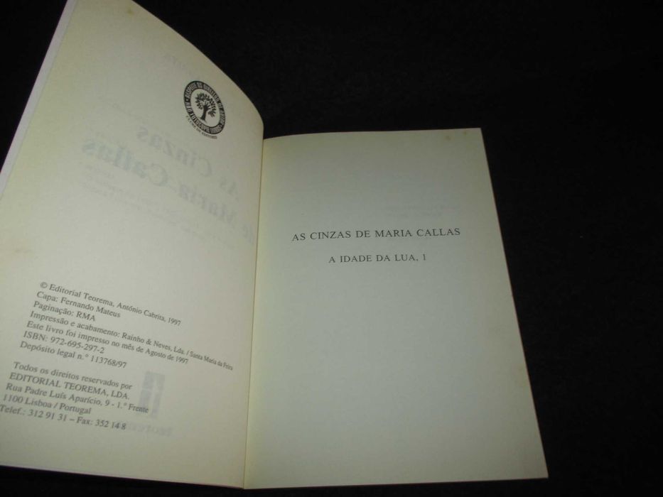 Livro As Cinzas de Maria Callas António Cabrita