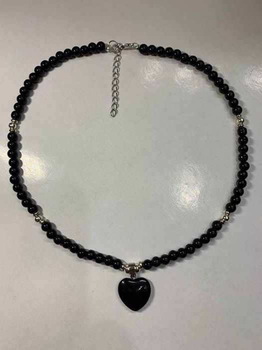 Чокер Намисто з підвіскою Агат чорний натуральний камінь