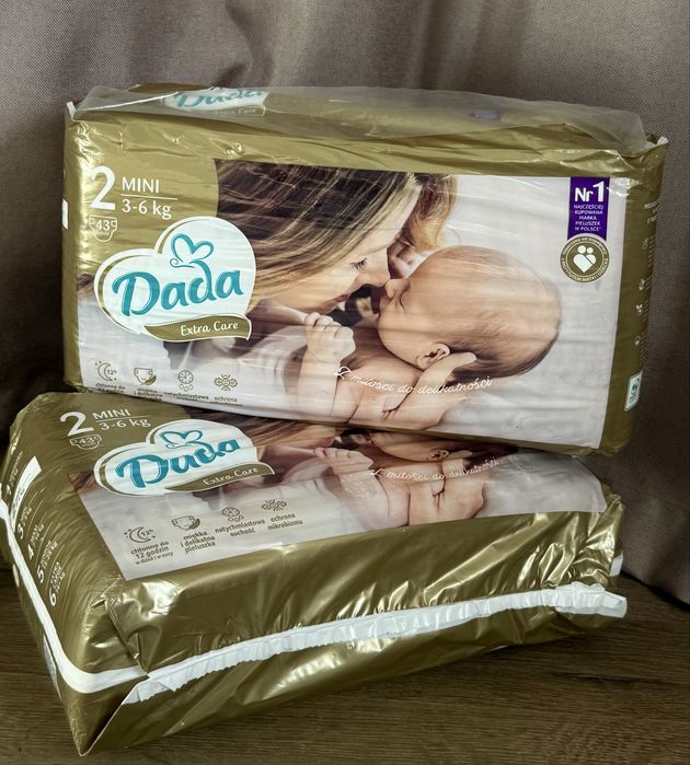 Підгузники Dada Extra Care 2 mini (3-6kg) -43 штуки в упаковці. В наявності 2 ураковки. Ціна однієі упаковки - 320 грн