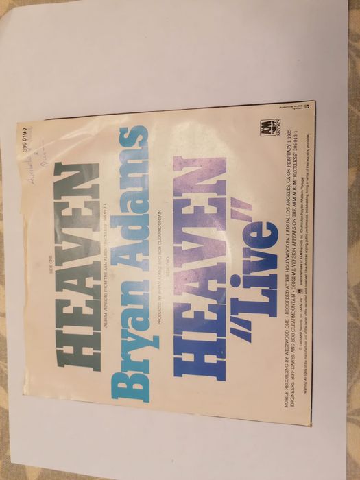 Vinil de Bryan Adams com a musica Heaven