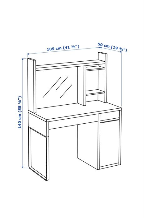 2 x białe biurko dla dzieci z nakładką zestaw Ikea Micke