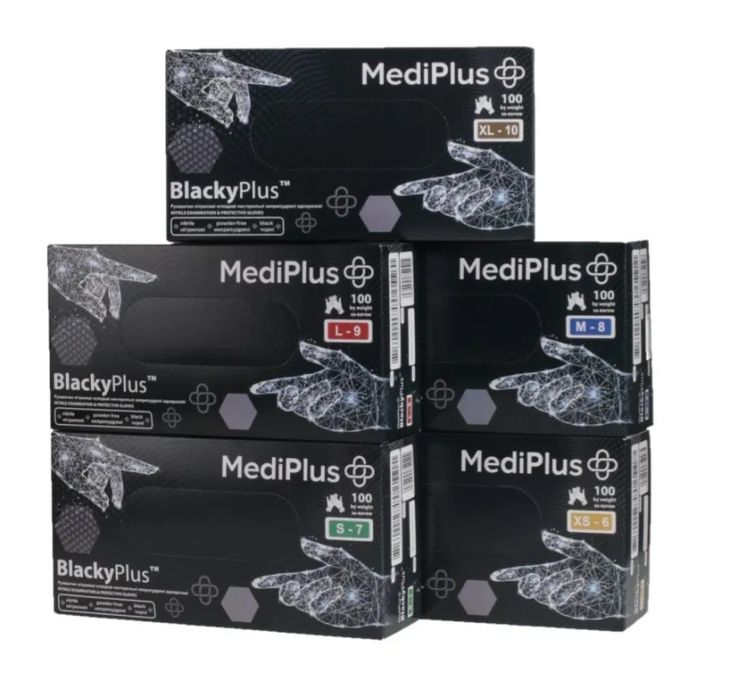 Нитриловые перчатки MediPlus BlackyPlus 3,7 г Чорные 100 шт/50 пар