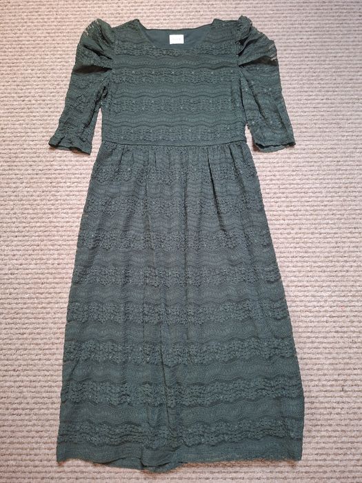 Sukienka Vila Clothes r. M koronkowa ciemna zieleń