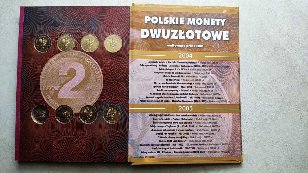 Monety 2 zł 2004r + 2005r - 23szt (mennicze) + album