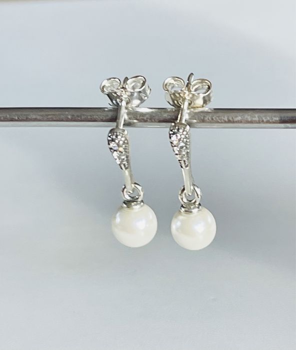 Pandora kolczyki z perłą i cyrkoniami