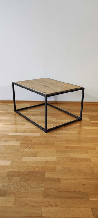 Stolik kawowy industrialny loft DESIO - wymiar 80x60 cm blat Jesion