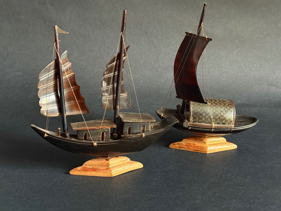 STATEK Jacht ŻAGLOWIEC z rogu  Bawoła dekoracja lodzie