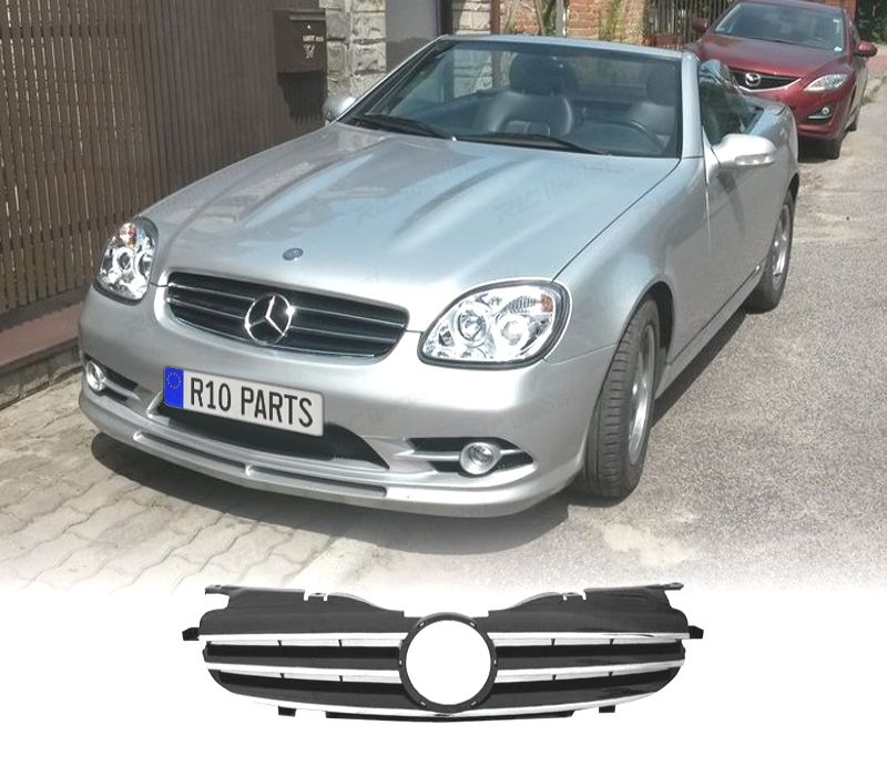 GRELHA FRONTAL SPORT MERCEDES SLK R170 96-04 PRETO CROMADO