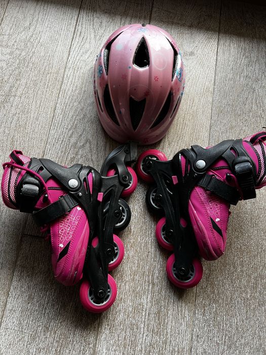 Łyżworolki dziecięce Crivit 29-33 + kask Abus