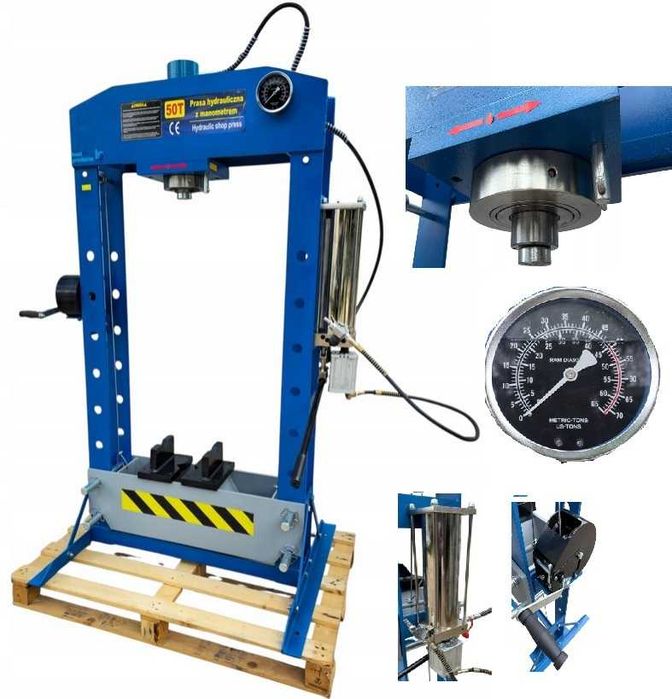 Prasa warsztatowa hydrauliczno-pneumatyczna 50T przesuwny siłownik