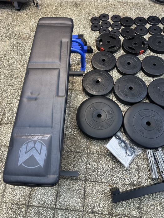 Obciążenia krążki cięzar siłownia 187.5kg ławka stojak hantle