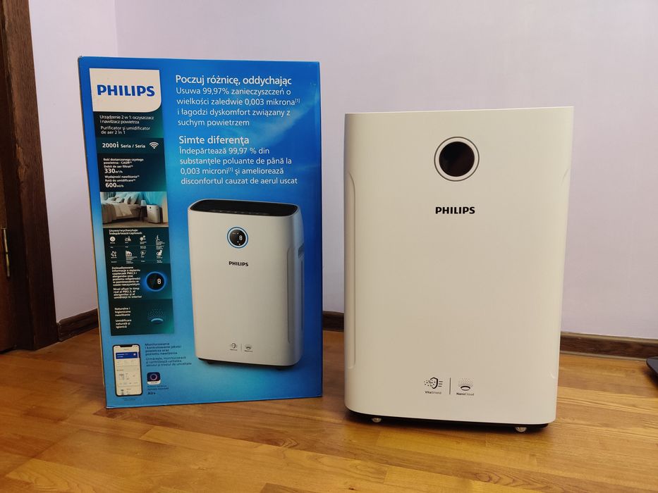 Очищувач і зволожувач повітря Philips 2000i Series, білий