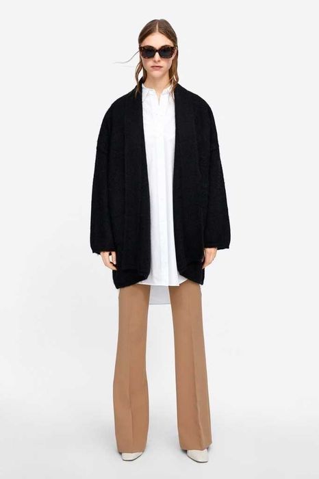 Zara narzutka gruby kardigan  New