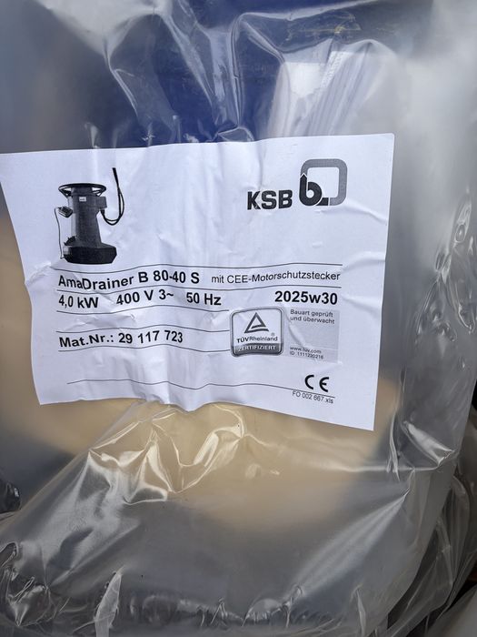 KSB AmaDrainer B 80-40 S 4.0 kW Pompa zatapialna NOWA 400V